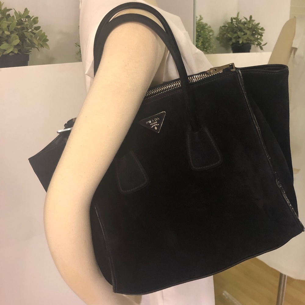 Prada navy suede bag